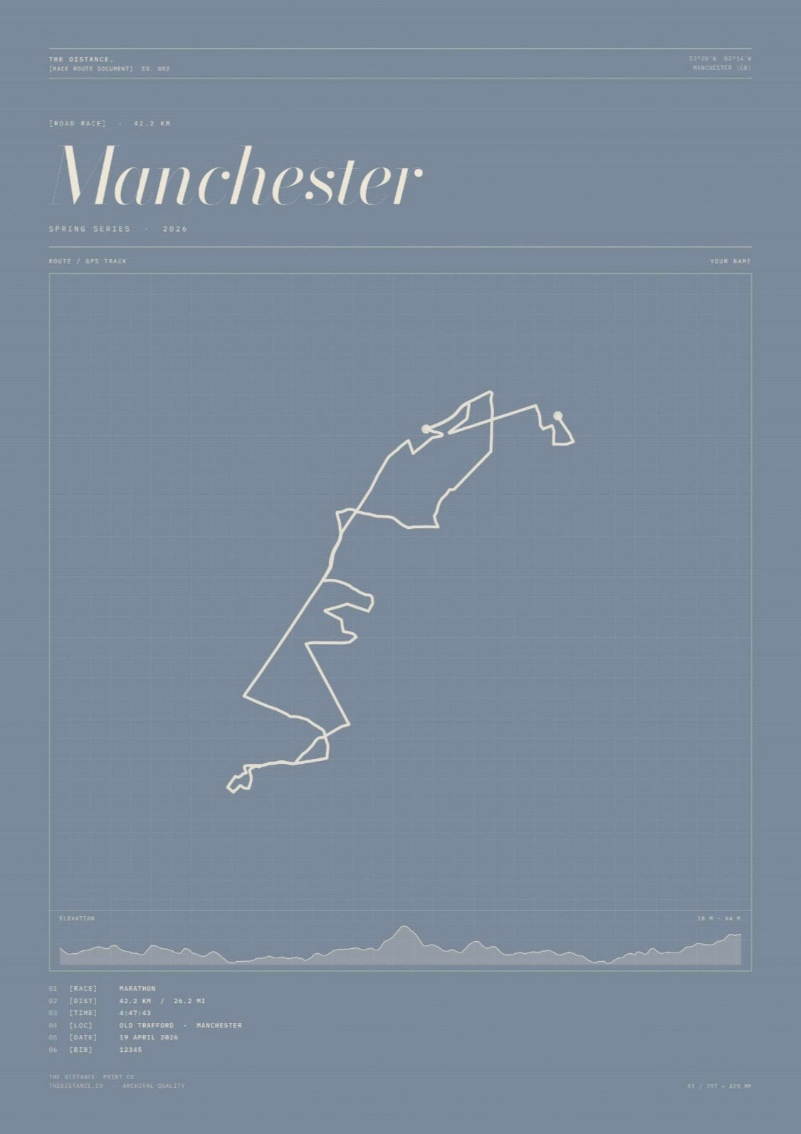Manchester 26.2 — 2026 — Personalised Race Route Art