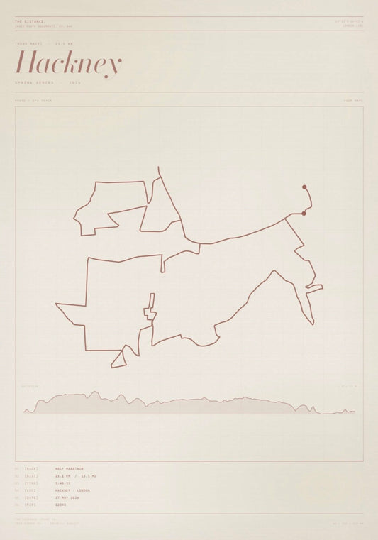 Hackney 13.1 — 2026 — Personalised Race Route Art